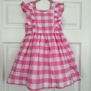Girls Gingham Pink Dress